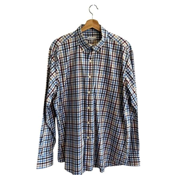 Peter Millar Mens Plaid Long Sleeve Shirt Size XL Button Down Casual Office Golf - Picture 1 of 6